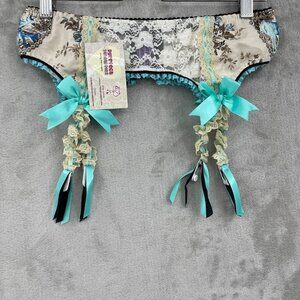 Purrfect Pineapples Blue Deer Floral Print Pin Up Lace Garter Belt
